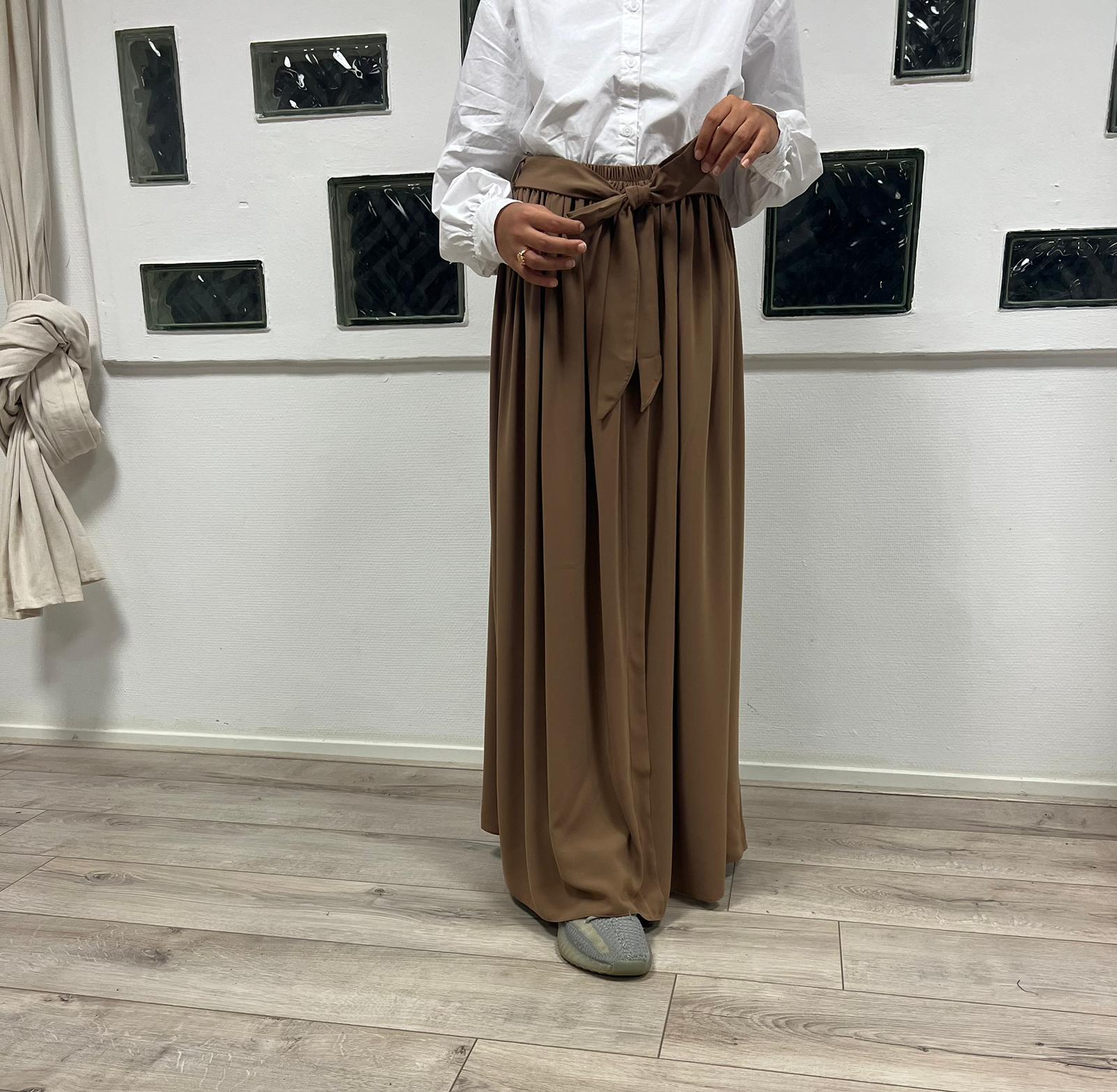 Maxi rok met strik peanut - Afbeelding 2