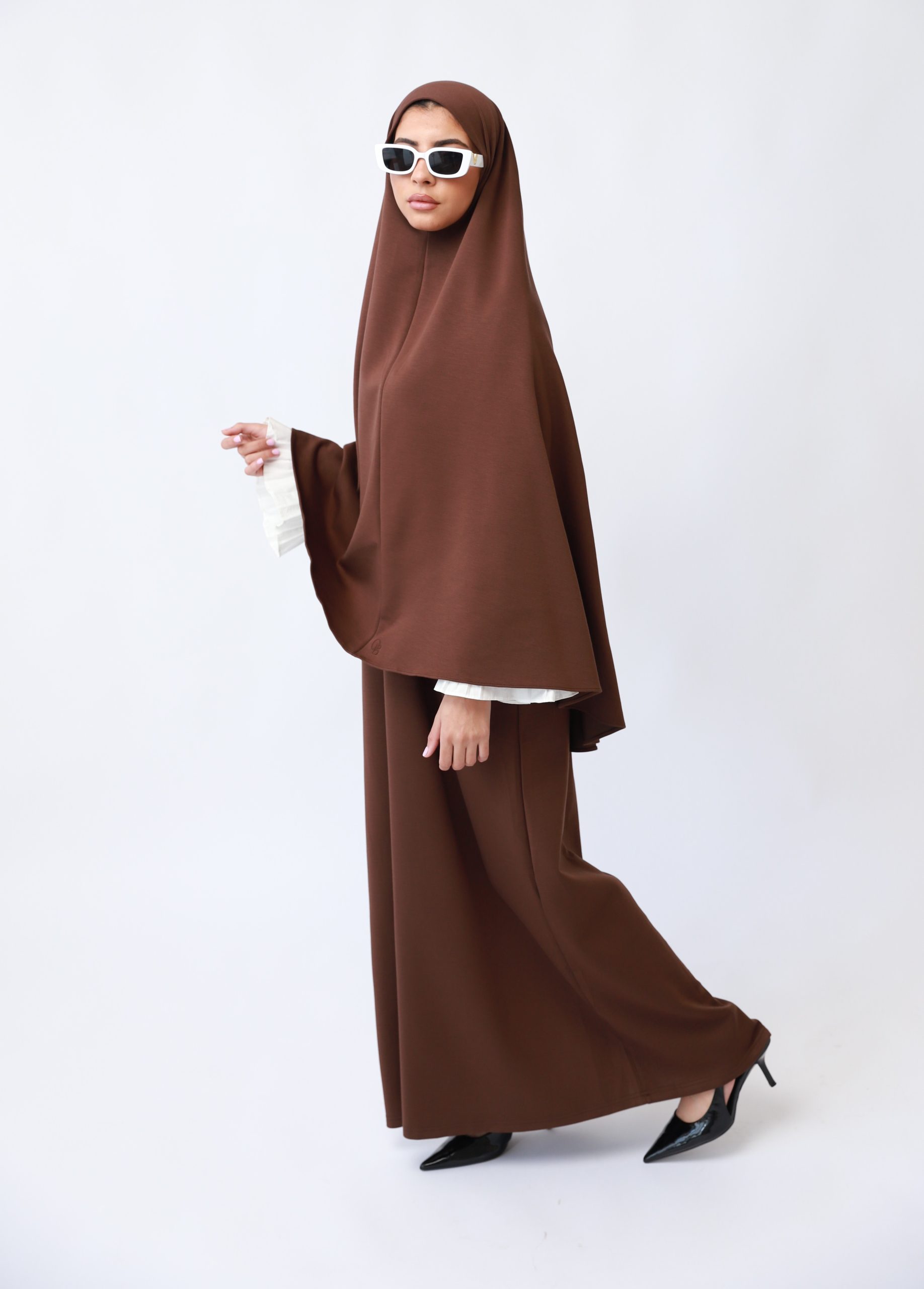 FlOWY SLEEVE ABAYA SET - DARK CACAO - Afbeelding 2