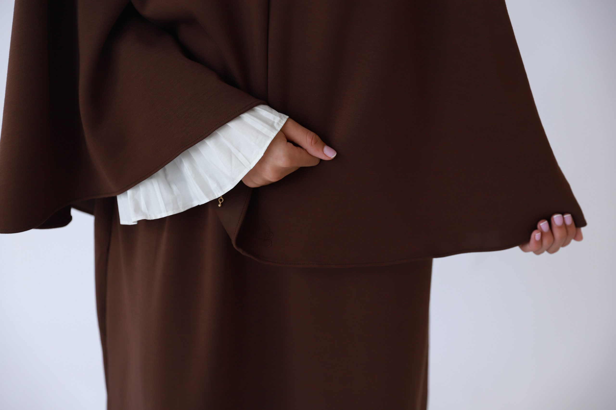 FlOWY SLEEVE ABAYA SET - DARK CACAO - Afbeelding 3
