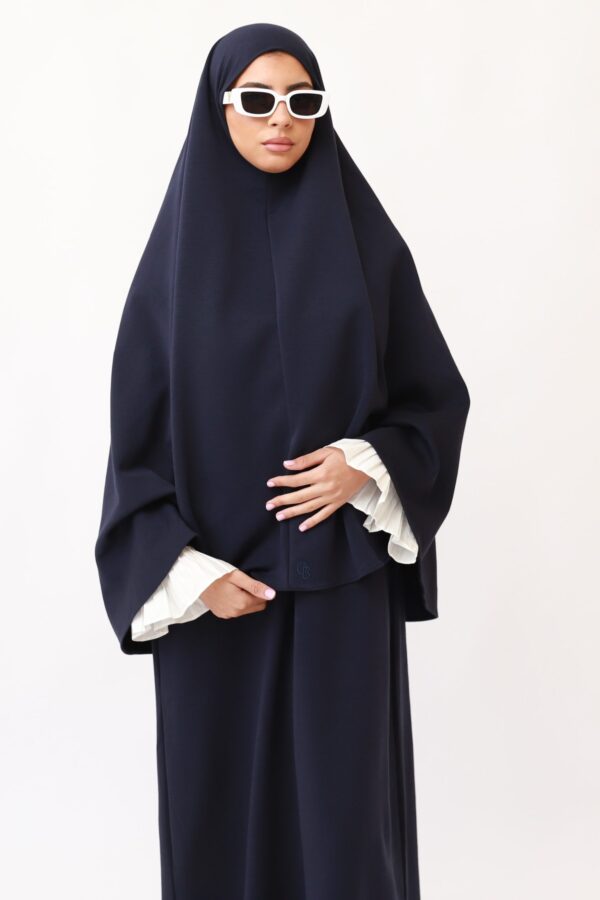 FlOWY SLEEVE ABAYA SET - NAVY